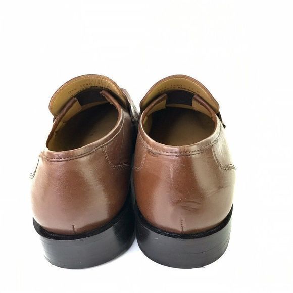 Stafford Vero Cuoio Handcrafted Men's US 12 Brown Leather Slip On Loafers tassel - Picture 6 of 9